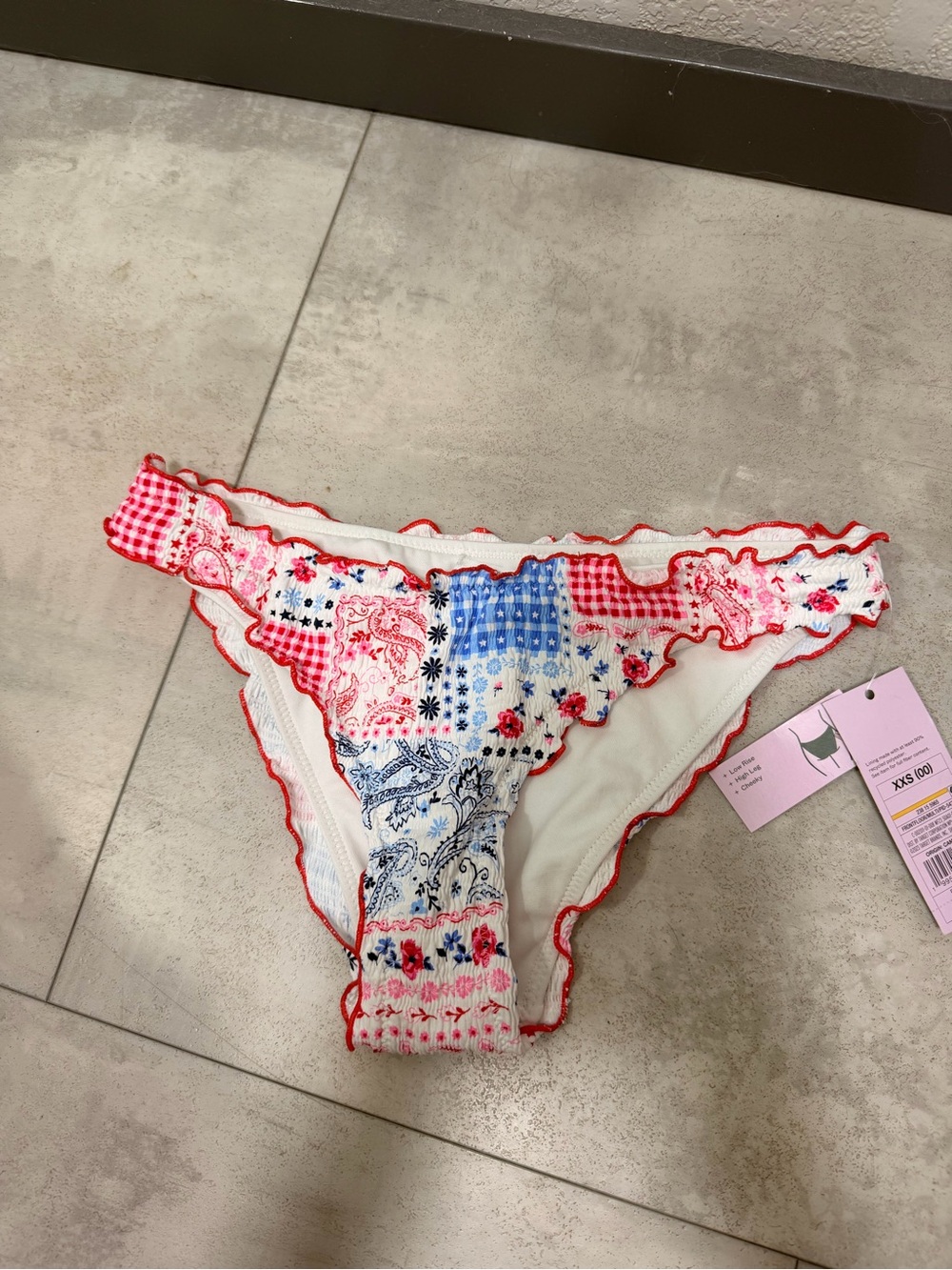 Target Patchwork Floral Cheeky Bikini Bottoms XXS NWT